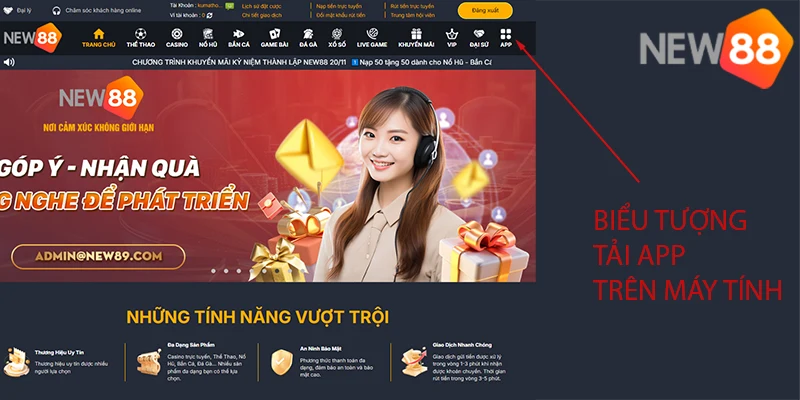 Biểu tượng tải app trên máy tính